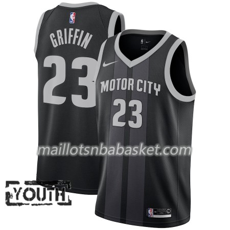Maillot Enfant Detroit Pistons Blake Griffin 23 2018-19 Nike City Edition Noir Bleu Swingman